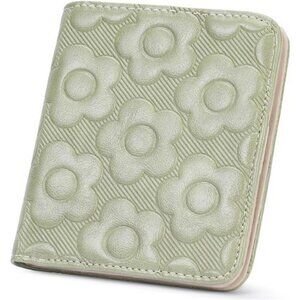 RFID blocking small wallet for women slim bifold card holder embossed leather